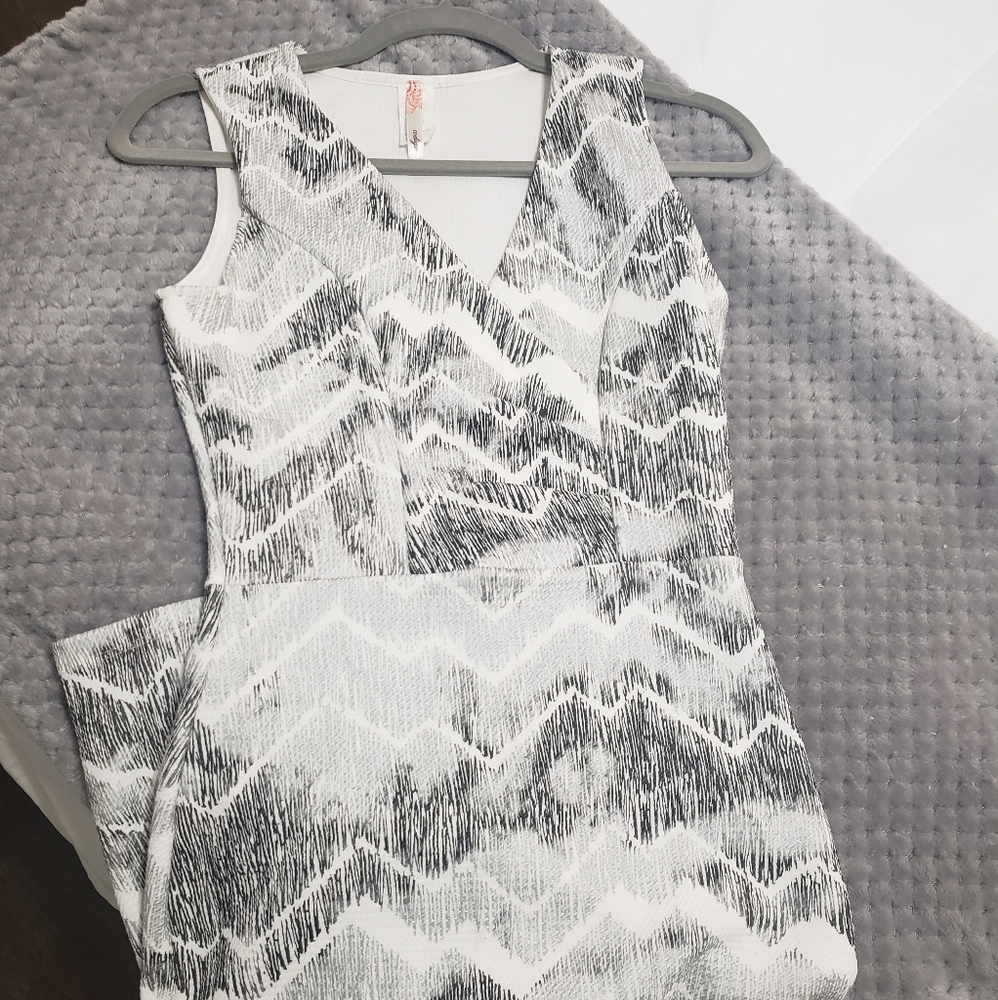 Black, grey and white dress